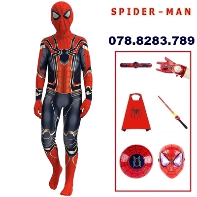 Người nhện quần áo phù hợp với trẻ em Halloween bé trai cosplay anh hùng thám hiểm phù hợp với Người Sắt thun