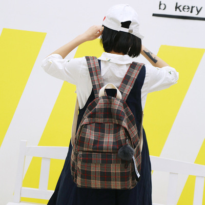 Ba lô học sinh trung học dành cho nữ kẻ sọc phong cách Schoolbag thời trang đi học