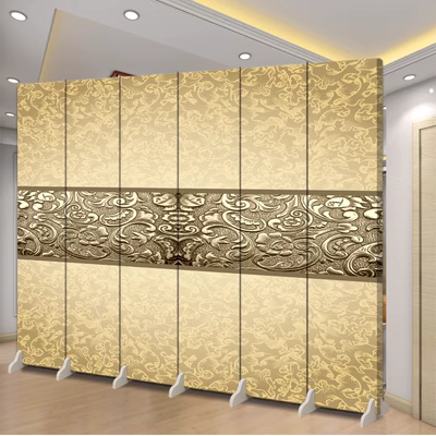 vách ngăn nhà hàng di động gấp hiện đại phòng khách tối giản màn hình gấp đẩy kéo hai mặt gỗ rắn phong cách châu Âu