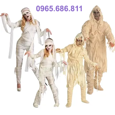 Cosplay Trẻ Em Nam Ai Cập Cổ Đại Xác Ướp Thần Chết Trình Diễn Trang Phục Halloween Trưởng Thành Nữ Zombie Zombie Quần Áo