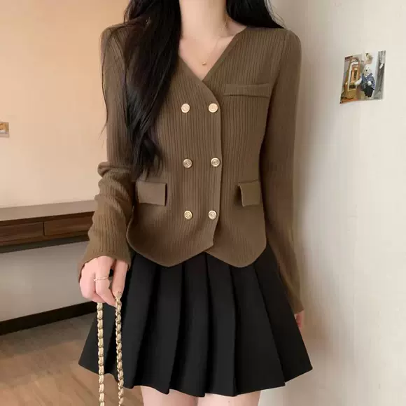 Thu đông 2018 thời trang mới phiên bản Hàn Quốc của chiếc áo len nhỏ tươi vừa vặn với váy hai dây - Áo len cổ chữ V áo len rộng