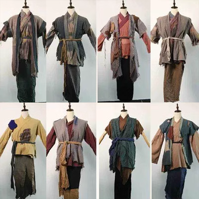 Trang phục cổ xưa Hanfu nhà Tống Biểu diễn nhóm nhân dân và nông dân Bông và vải lanh Thô Jiaofu Trang phục biểu diễn ăn xin