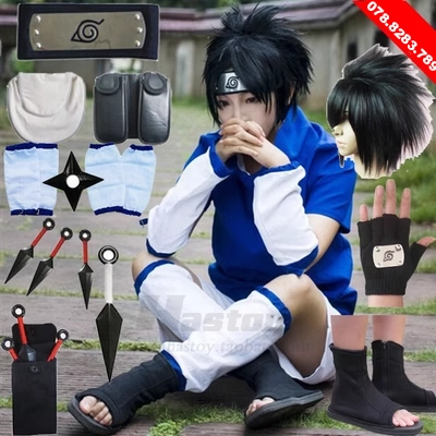 Naruto thời thơ ấu thế hệ cosplay Sasuke Sasuke quần áo mùa hè ngắn tay quần áo anime bộ hoàn chỉnh