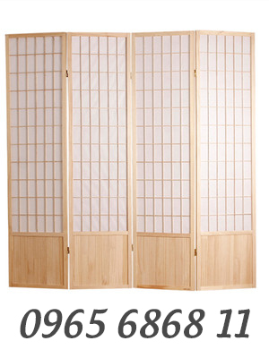 Bình phong gỗ nguyên khối kiểu Nhật Bản vách ngăn di động gỗ thông