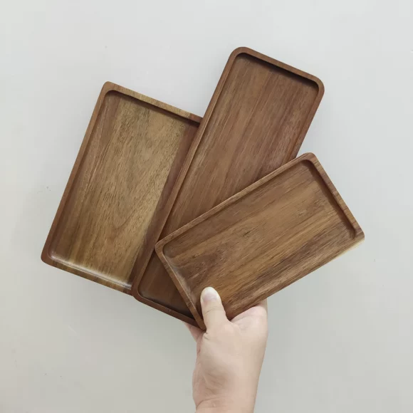 Hình chữ nhật khay trà bánh mỳ gỗ cá tính tròn tre sản phẩm gỗ rắn Nhật Bản nhà nhỏ nhà sáng tạo tấm vuông - Tấm đũa gỗ cao cấp xuất khẩu