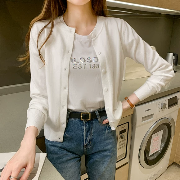 Áo len sọc trắng đen nữ mùa thu chạm đáy cổ áo nửa cao mỏng bên trong áo len mỏng nữ 2018 mới