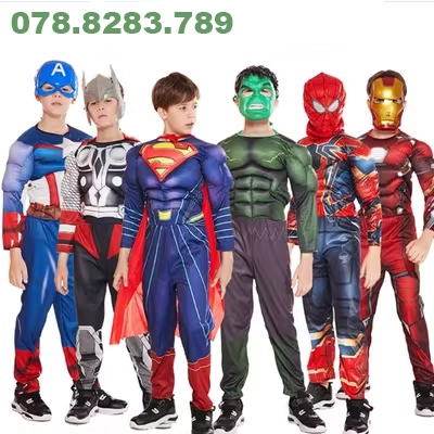 Halloween trẻ em trang phục cosplay hiệu suất quần áo Marvel Captain America Người Sắt Người Nhện Thor quần áo