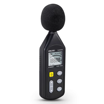 Máy đo tiếng ồn Deli phát hiện decibel âm thanh kỹ thuật số dụng cụ kiểm tra chuyên nghiệp dụng cụ đo có độ chính xác cao DL333202 máy đo tốc độ gió giá rẻ