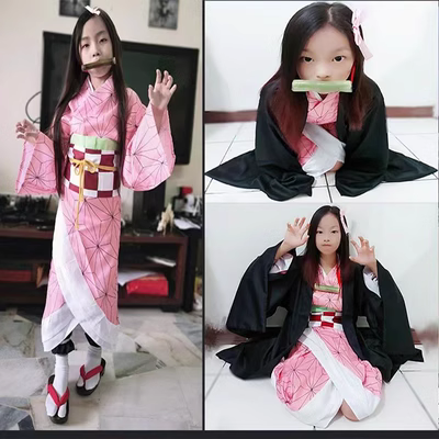 cosplay rengoku Trẻ Em Demon Slayer Trang Phục Hóa Trang Nezuko Tanjiro Bướm Ninja Con Gái Mi Douzi Quần Áo cosplay douma