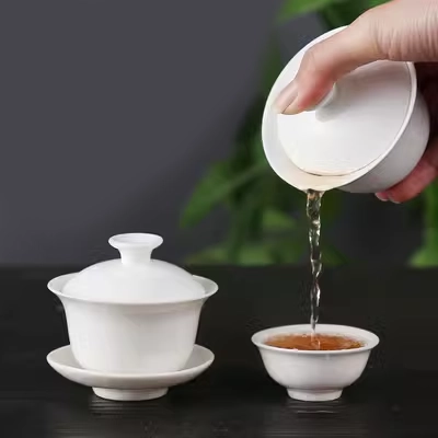 Ngọc sứ trắng tinh khiết ba bát chén kích thước duy nhất bao gồm nhà kung fu bộ trà bát chén chén chống co giãn tùy chỉnh - Trà sứ bình trà đẹp