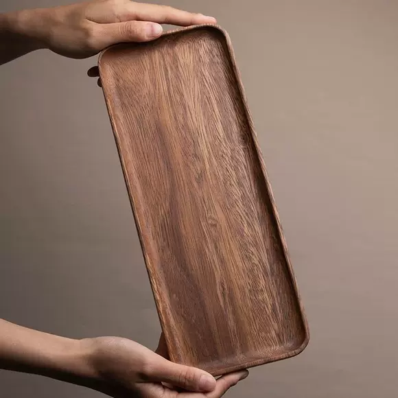 Khay nhỏ hình chữ nhật bằng gỗ bộ đồ ăn bằng gỗ tách trà chén chén khay nước khay bánh kẹo gỗ