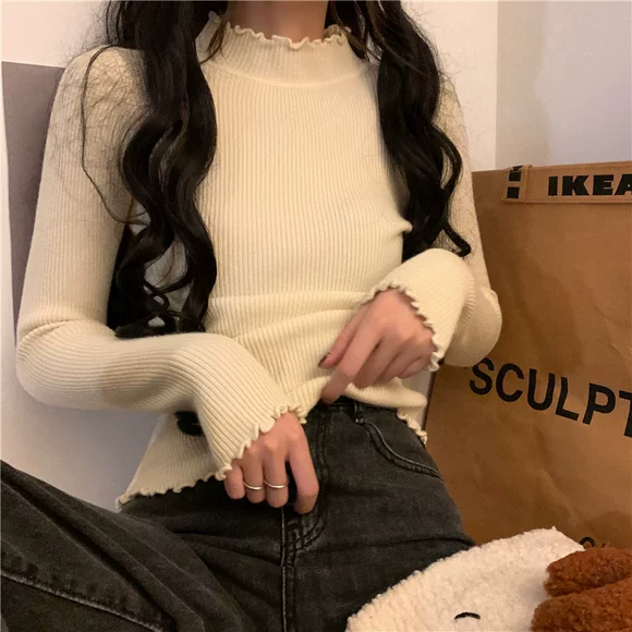 Mùa xuân 2019 áo len mới của phụ nữ áo len mỏng của phụ nữ áo sơ mi nữ bùng nổ Áo len dài tay trùm đầu - Vòng cổ áo len