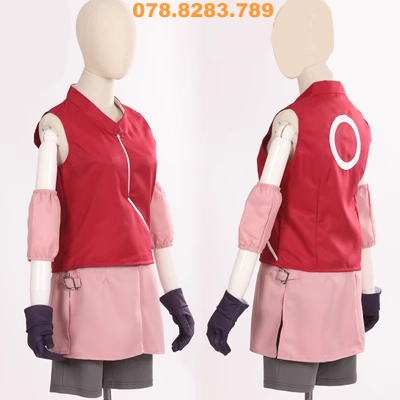 NARUTO Naruto Shippuden chính hãng Haruno Sakura cos phù hợp với Naruto Sakura quần áo trang phục hóa trang nữ