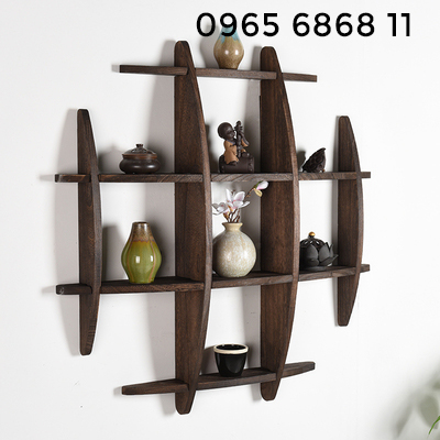 Kệ trưng bày gắn tường gỗ óc chó tối giản phong cách Trung Quốc kệ gỗ treo tường để đồ đạc lưu niệm