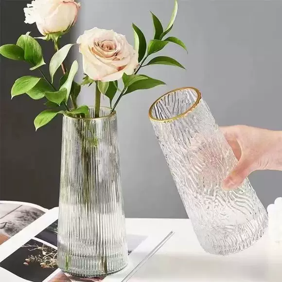 Bình thủy tinh Suqu bình thủy canh lục bình bình xanh sáng tạo nhỏ trang trí tươi phòng khách mô phỏng hoa chèn - Vase / Bồn hoa & Kệ