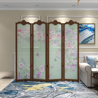 Thời trang Mỹ hiện đại gấp màn hình gỗ rắn đơn giản sợi vải hiên phòng khách phòng ngủ hoa trừu tượng