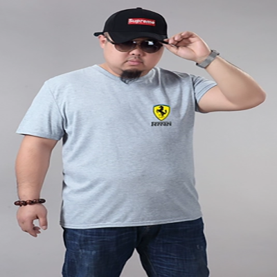 2018 mùa hè ngắn tay nam T-Shirt cotton cộng với phân bón XL vòng cổ fat man fat man nửa tay áo lỏng lòng từ bi áo tommy