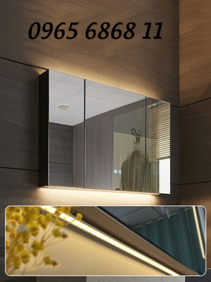 Tủ gương phòng tắm thông minh treo tường có đèn nền chống sương giá gương phòng tắm tích hợp hộc tủ riêng biệt