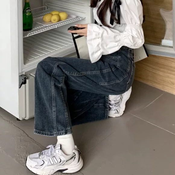 Mùa xuân 2019 mới của phụ nữ phiên bản Hàn Quốc của khí chất thun co giãn là quần jeans ống suông thẳng nữ sang trọng - Quần jean