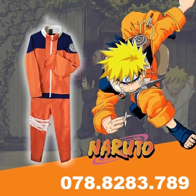Naruto Naruto cos Uzumaki Naruto quần áo trẻ em cùng thế hệ quần áo bảo vệ trán phù hợp với anime