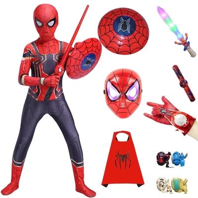 Halloween Người Nhện Quần Áo Trẻ Em Phù Hợp Với Bé Trai Cosplay Mẫu Giáo Hero Phù Hợp Với Trang Phục Quần