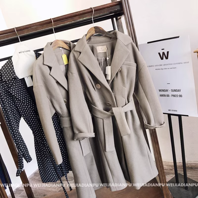 DY1180 là ngôi nhà duy nhất. Thiết kế ba chiều hai dây với thắt lưng Áo khoác len dài áo cardigan nữ