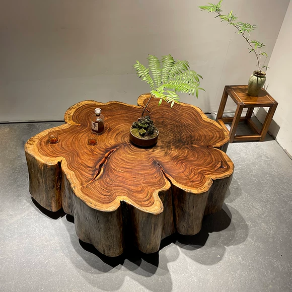 Gỗ lụa vàng rắn chạm khắc hoa bể nước Bể cá cây gốc cây cũ vật liệu tự nhiên phòng khách trưng bày - Các món ăn khao khát gốc bàn ghế gốc cây gỗ dâu