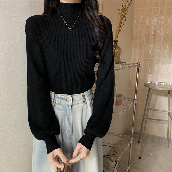 Mùa thu 2018 phiên bản Hàn Quốc của cổ tròn là áo len dài tay openwork nữ ngắn gọn gàng áo len mỏng áo thun nữ - Vòng cổ áo len áo len nữ