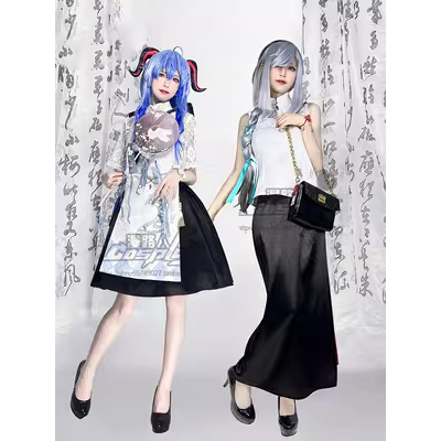 Manluren Yuanshen cos quần áo Shenhe Ganyu Xicha liên kết sườn xám cosplay hoạt hình trò chơi quần áo nữ bộ hoàn chỉnh genshin cosplay 18