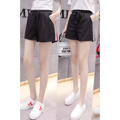 Ba thanh thể thao quần quần short của phụ nữ Xiagang gió sọc đồng phục học sinh quần sinh viên lỏng thường rộng chân cao eo quần nóng