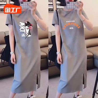 2018 mùa thu mới in cổ điển sanding vòng cổ màu dài bông và vải lanh ăn mặc giản dị váy cưới đẹp