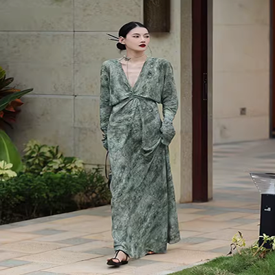 Áo dài của phụ nữ Hồi giáo Áo dài Hồi giáo Hui Váy dài tay Dubai Váy mùa hè Hồi giáo váy babydoll dài
