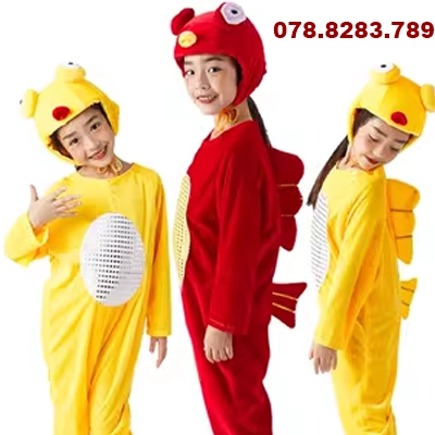 Cá nhỏ, trang phục trẻ em lớn, trang phục biểu diễn động vật cá vàng, cá chép hoạt hình mẫu giáo, trang phục múa cá đỏ