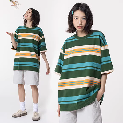 Áo thun sọc Senma của phụ nữ Harajuku bf Sinh viên hoang dã Quần áo ngắn tay thả lỏng áo sơ mi nửa tay mùa hè - Áo phông áo phông cao cấp