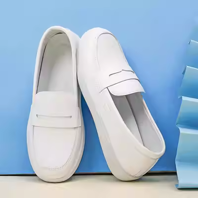 Giày đế bệt màu trắng mùa hè dành cho nữ, giày y tá đế mềm thoải mái, chống trơn trượt và không mỏi chân, đặc biệt đi làm, bệnh viện và chăm sóc y tế