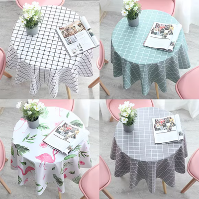 Khăn trải bàn bằng vải Mỹ American cotton dày kẻ sọc hiện đại bàn trà bọc vải nước hồ màu xanh khăn trải bàn ghế gỗ