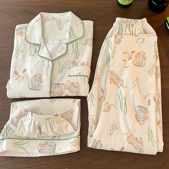 2019 mới mùa xuân và mùa thu mỏng phần lụa dài tay gợi cảm thiết lập dịch vụ nhà giản dị - Bộ Pajama thời trang trung niên