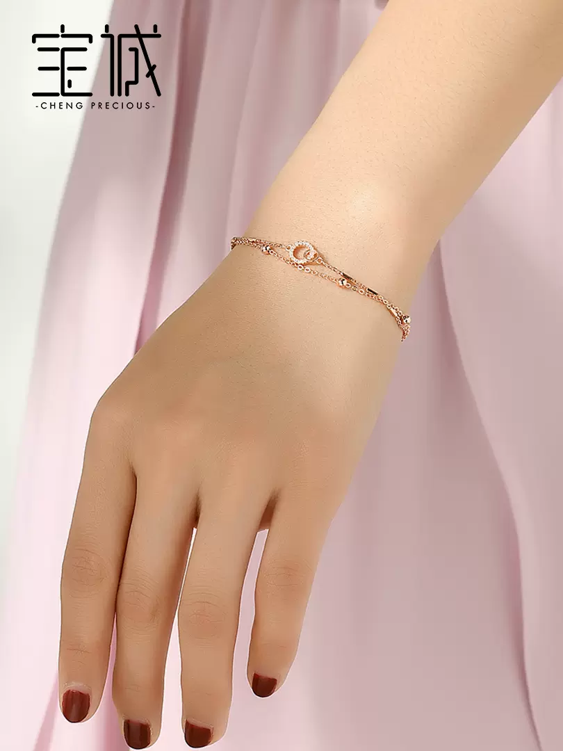 Baocheng 925 bạc vòng đeo tay nữ Hàn Quốc cá tính đơn giản sinh viên hạt đôi vòng đeo tay trong gió mạ tăng vòng đeo tay vàng vòng hồ ly