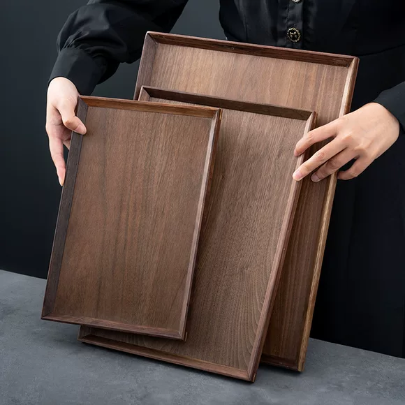 Khay trà đơn giản khách sạn khay lưu trữ máy tính để bàn hộp hình chữ nhật cuối đĩa tấm tre chống thấm tấm gỗ - Tấm gia dụng gỗ