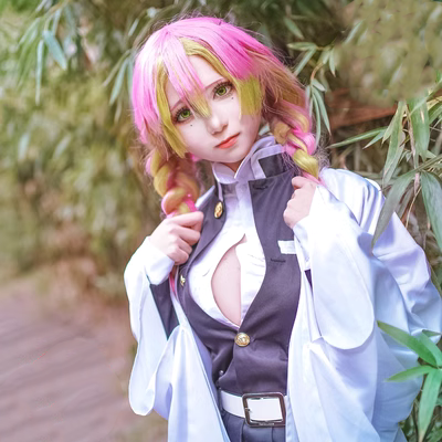 Kẻ giết quỷ: Kimetsu no Yaiba cos Kanroji Mitsuri Lianzhu Đồng phục phong cách Nhật Bản Trang phục cosplay Kẻ giết quỷ Quần áo nữ may sẵn