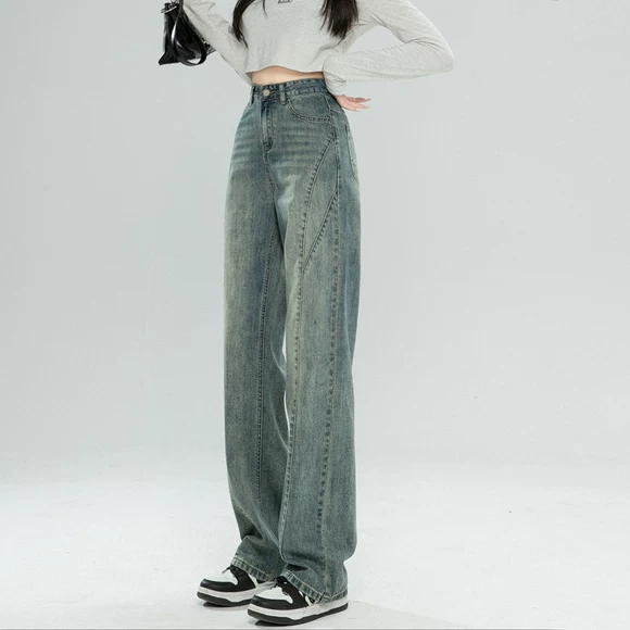 Mùa đông 2018 phiên bản Hàn Quốc mới của quần lọt khe hở eo cao hoang dã, quần lọt khe nhung mềm mại, quần jeans bó sát nữ thoi trang nu