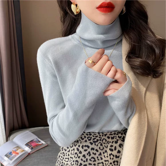 Thu đông 2018 phiên bản Hàn Quốc của khí chất lông tai gỗ nửa cổ cao áo len dài tay Áo khoác lửng nữ có mũ trùm đầu áo len gile