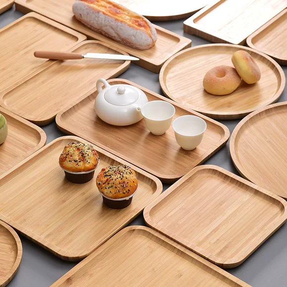 Khay bánh mì khay gỗ trưng bày khay trưng bày hình chữ nhật tấm bánh tráng miệng bánh ngọt tráng miệng mousse nhựa khay nĩa gỗ