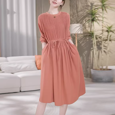 Quần áo hàng hóa ban đầu kích thước lớn văn học đơn giản ngắn tay sọc dress loose Một từ váy nữ mùa hè mới O054 mẫu váy xòe liền thân đẹp