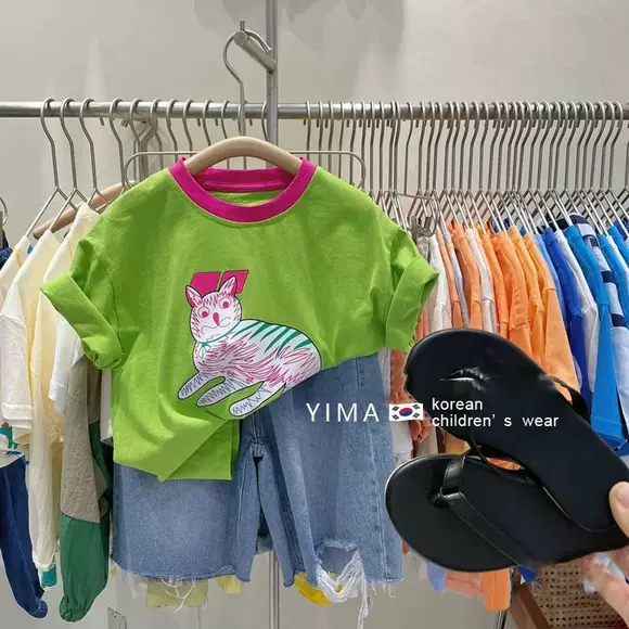 Bộ đồ bé gái mùa hè 2019 phiên bản Hàn Quốc mới của quần áo trẻ em sành điệu hợp thời trang nước ngoài ngắn tay cho bé hai bộ thủy triều - Phù hợp với trẻ em áo bé trai