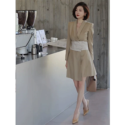 2019 phụ nữ mới mùa hè Xiu Xiu cao eo dài đầm nữ màu hồng thắt eo ngắn tay áo v-cổ dài - váy đầm váy đuôi cá