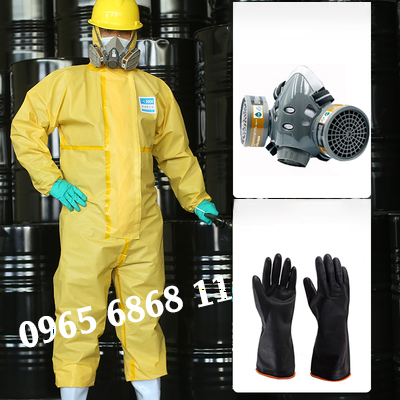 Quần áo bảo hộ lao động chống hóa chất liền mảnh có mũ quần áo chống bụi phòng thí nghiệm phòng sạch