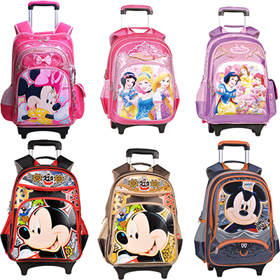 Học sinh phổ biến túi xe đẩy trẻ em 1-3-5 bé trai 2-4 với ba bánh backpack ba lô hành lý xách tay ba lô du lịch