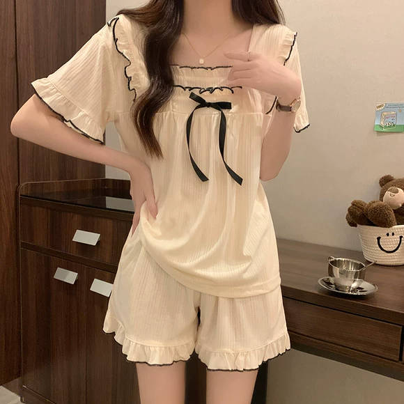 Đồ ngủ trẻ em mùa xuân và mùa thu cô gái cotton dài tay mùa thu cô bé lớn bé trai hoạt hình cha mẹ trẻ em mẹ và cô gái phục vụ nhà