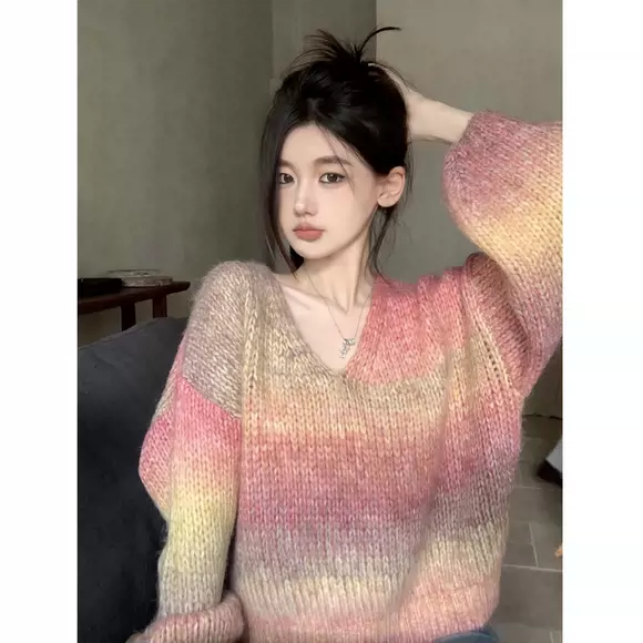 Đầu thu 2018 của phụ nữ mới lười áo len gió mỏng phần áo sơ mi dài tay áo thun áo len rộng áo len lông thỏ